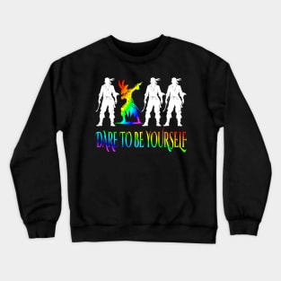 Dare To Be Yourself Expression freedom Cute LGBT Pride Month Vibrant Pride Colors Rainbow Pirated Dabbing Move Crewneck Sweatshirt